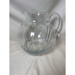 Block Hand Cut Crystal Pitcher 70oz Round‎ Water Juice Decanter Poland